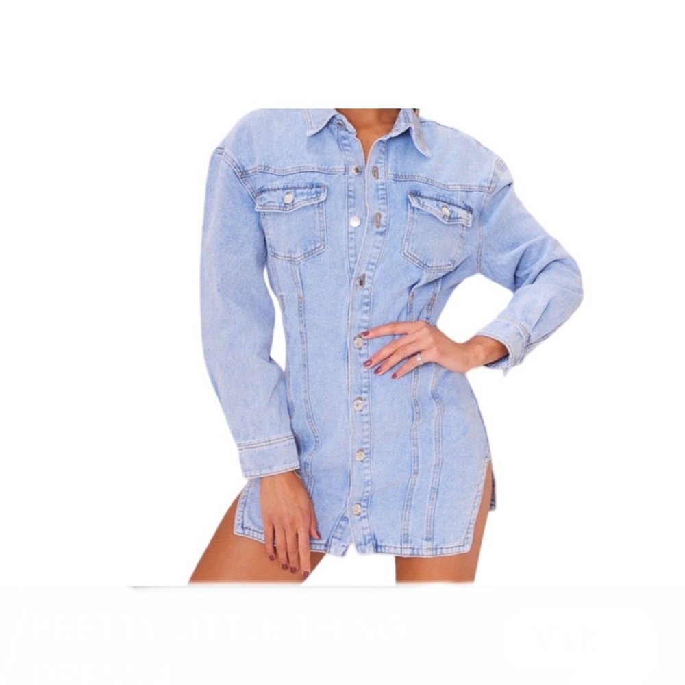 Pretty Little Thing Denim Button-Up Shirtdress